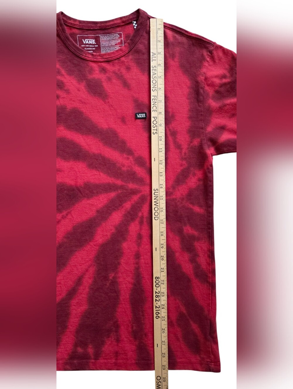 Vans Medium Red Tie Dye Off The Wall Classic Skate Tee Shirt - Picture 7 of 7